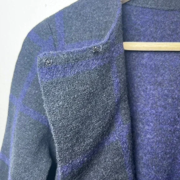 Eileen Fisher‎ Merino Wool Cardigan Open Front Neck Closure Gray Purple size LP - Picture 5 of 9